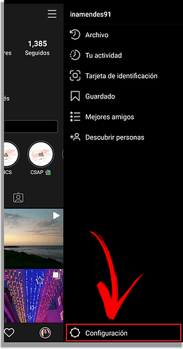 menú configuración ig
