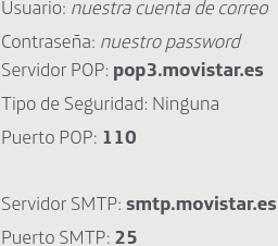 Configuración cuenta de correo de Movistar usando el protocolo POP3