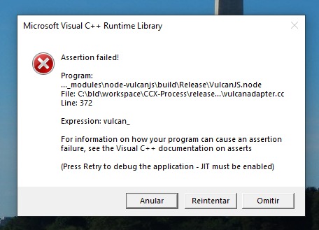 microsoft visual c runtime library assertion failed